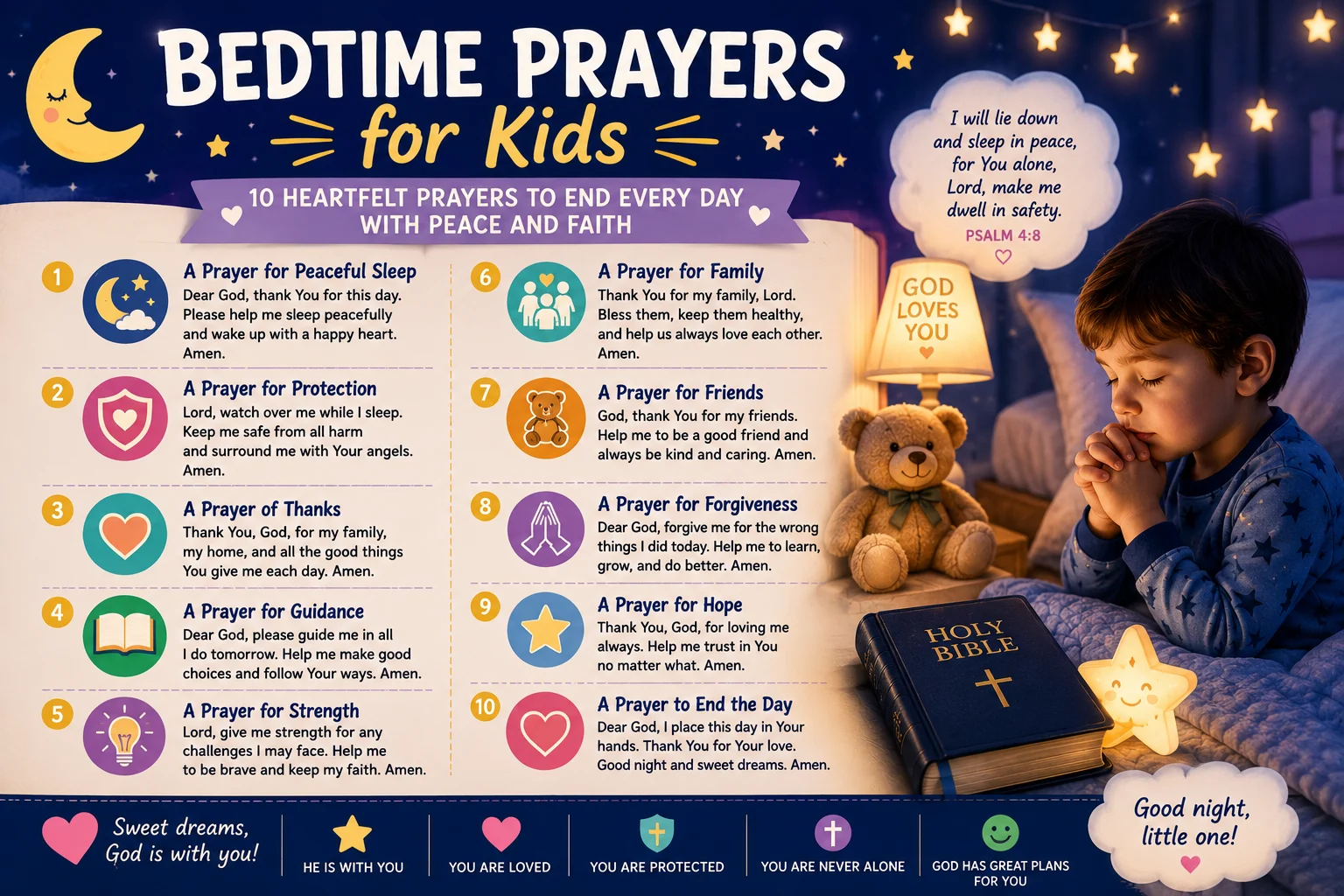 Bedtime Prayers for Kids: 10 Heartfelt Prayers to End Every Day with Peace and Faith