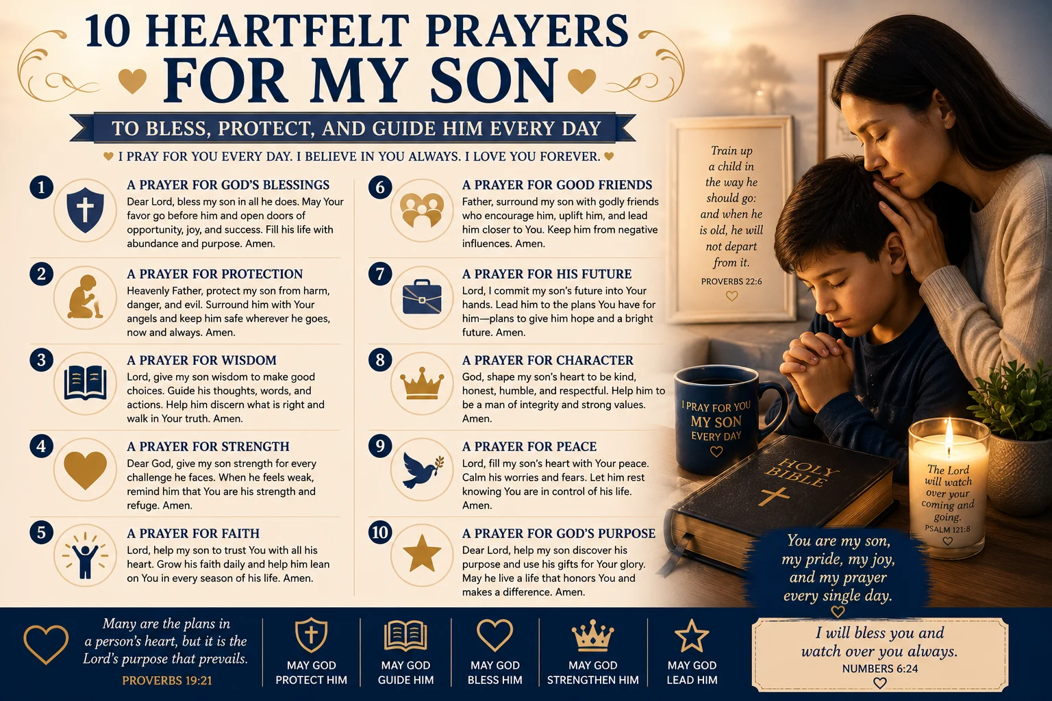 10 Heartfelt Prayers for My Son to Bless, Protect, and Guide Him Every Day