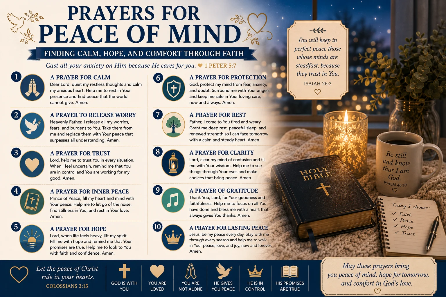Prayers for Peace of Mind: Finding Calm, Hope, and Comfort Through Faith